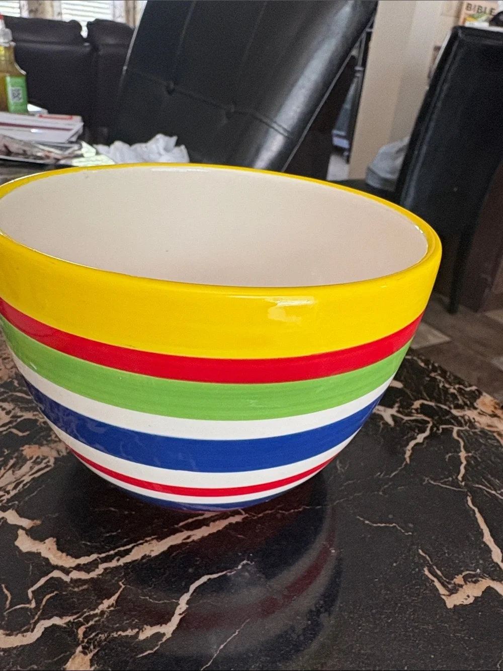 DENNIS EAST Multicolor Striped  Bowl - Red, Blue, White, Green, Yellow